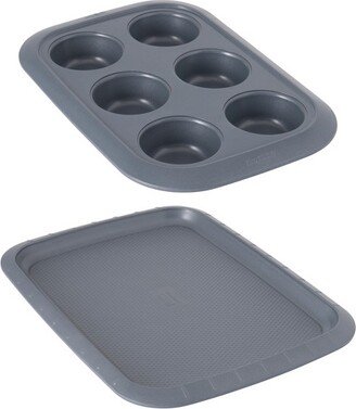 GEM Non-Stick 2Pc Dessert Set, Small Cookie Sheet and 6-cup Cupcake Pan