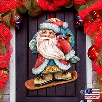 Santa Skier Christmas Door Hanger