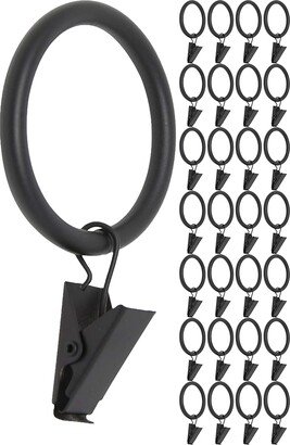 Meriville Drapery Curtain Rings With Clip - 1.5-Inch Inner Diameter, Fits Up To 1 1/4-Inch Rod, Set Of 28