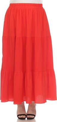 Plus Size Pleated Tie Maxi Skirt Red 1X