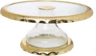 Glass Cake Stand with Gold Border, 13