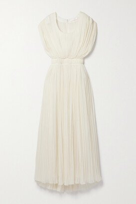 Pleated Wool-gauze Maxi Dress - Cream