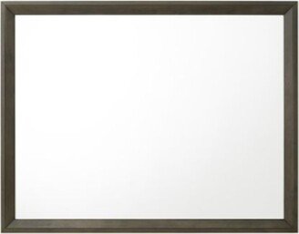 45 Inch Solid Wood Mirror, Rectangular, Landscape, Rustic Gray