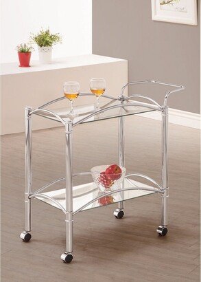 Beautiful Metal Serving Cart, Silver - 29.5 H x 29.75 W x 14 L Inches