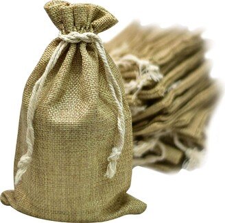 50 Burlap Bags With Drawstring, Inch | Internal Gift Bag Bulk Pack - Wedding Party Favors, Jewelry & Treat Pouches | Brown-AA