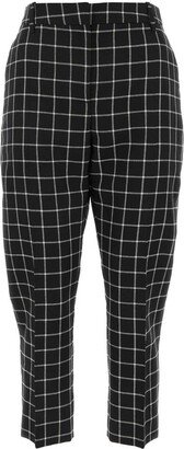 Checked High-Waist Cropped Trousers