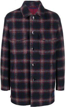 Check-Pattern Single-Breasted Coat-AA