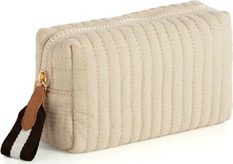 Ezra Quilted Nylon Small Boxy Cosmetic Pouch, Ivory