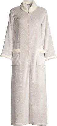 Cashmere Sherpa-Trim Zip Robe