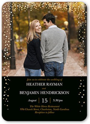 Wedding Invitations: Sparkling Romance Wedding Invitation, Black, Standard Smooth Cardstock, Rounded