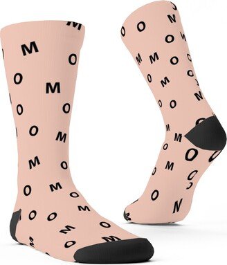 Socks: Sweet Mom Typography - Pale Nude Custom Socks, Pink