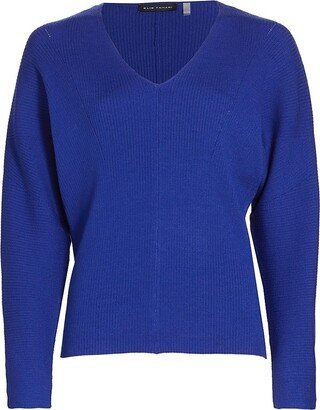 Dolman-Sleeve V-Neck Rib-Knit Sweater