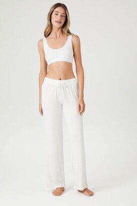 Women's Straight-Leg Drawstring Pajama Pants in Ivory Small