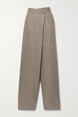 Dallas Asymmetric Wool Wide-leg Pants - Neutrals