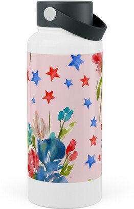 Photo Water Bottles: 4Th Of July Florals - Pink Stainless Steel Wide Mouth Water Bottle, 30Oz, Wide Mouth, Pink