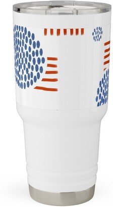 Travel Mugs: Imperfection In Red, White And Blue Travel Tumbler, 30Oz, Red