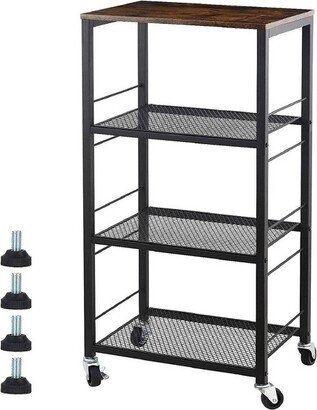 NEX 4 Tier Organizer Cart on Casters with Fixed Rack Black