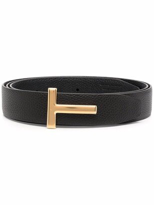 Logo-Buckle Leather Belt-AN