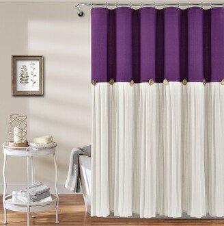 Fashion Linen Button Shower Curtain-AA