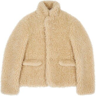 Faux-Shearling High-Neck Jacket