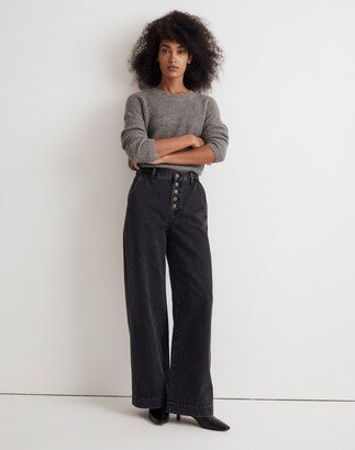 Petite Superwide-Leg Jeans in Selwick Wash: Button-Front Edition