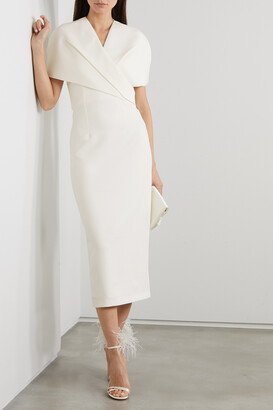 Flora Cape-effect Crepe Midi Dress - Ivory