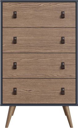 Amber Tall 4 Drawer Dresser with Faux Leather Handles