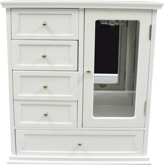 Glass Front Door White Wood Jewelry Box