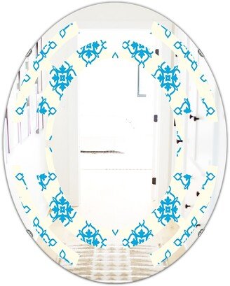 Designart 'Retro Ornamental Pattern I' Printed Modern Round or Oval Wall Mirror - Space