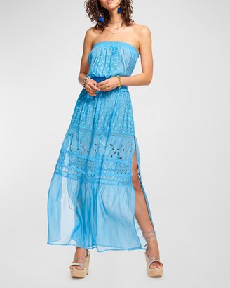 Lucia Strapless Embroidered Coverup Maxi Dress