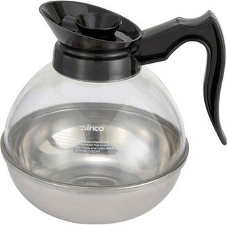 Coffee Decanter Plastic Top with Stainless Steel Bottom, 64 oz - Black Handle