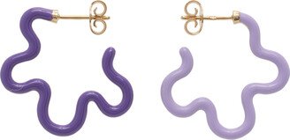 Purple Two Tone Asymmetrical Flower Power Earrings