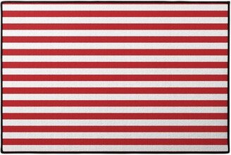 Door Mats: Red Stripes Door Mat, Red