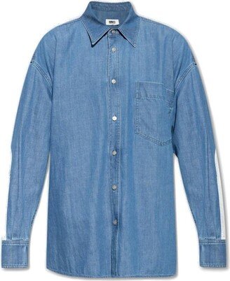 Panelled Button-Up Denim Shirt