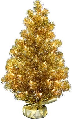 24 Gold Tinsel Small Holiday Decor Indoor Xmas Decoration Ornament Artificial Winter Christmas Tree Rustic Country Tabletop