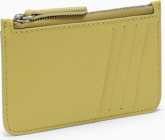 Citron-coloured leather card holder