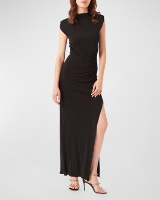Apollo Ruched Cap-Sleeve Jersey Maxi Dress