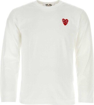 Overlapping Hearts Logo Embroidered Long-Sleeved T-Shirt-AA