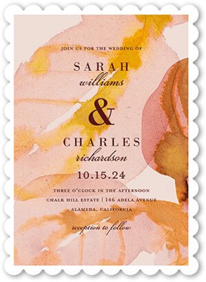 Wedding Invitations: Terracotta Washes Wedding Invitation, Beige, 5X7, Matte, Signature Smooth Cardstock, Scallop