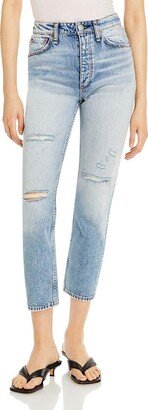 Womens Ankle High Rise Cigarette Jeans