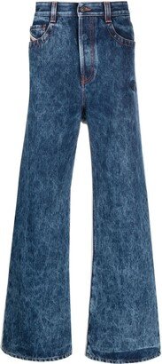 Two-Tone Wide-Leg Jeans-AA