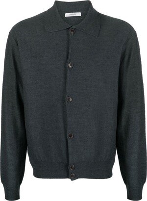 Ribbed Classic-Collar Cardigan