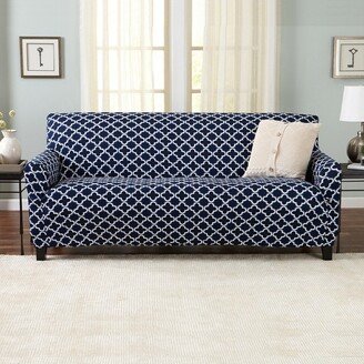 Great Bay Home Stretch Printed Washable Sofa Slipcover (Sofa, Navy)