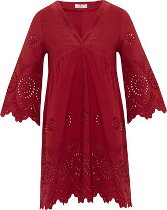 Peraluna Women's Red Hiromi Pure Cotton Mini Dress In Magenta