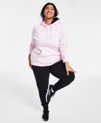 Plus Size Fleece Hoodie 3 Stripe Fleece Jogger Pants