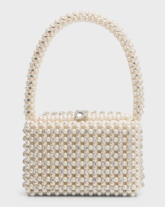 Eclipse Pearly Crystal Top-Handle Bag