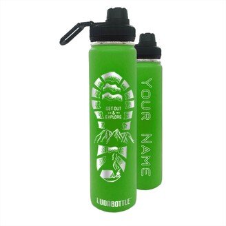 24Oz Adventure Footprint Engraved Personalized Stainless Steel Reusable Water Bottle With Spout Lid