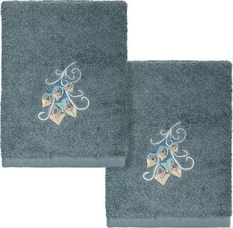 Linum Home Textiles Turkish Cotton Penelope Embellished Washcloth Set, 2 Piece