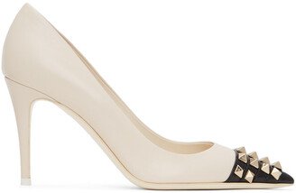 Beige & Black Rockstud Alcove Heels