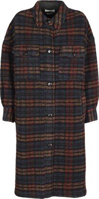 Single-Breasted Checked Shirt Coat